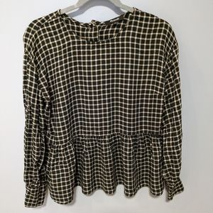 Madewell plaid peplum top/blouse